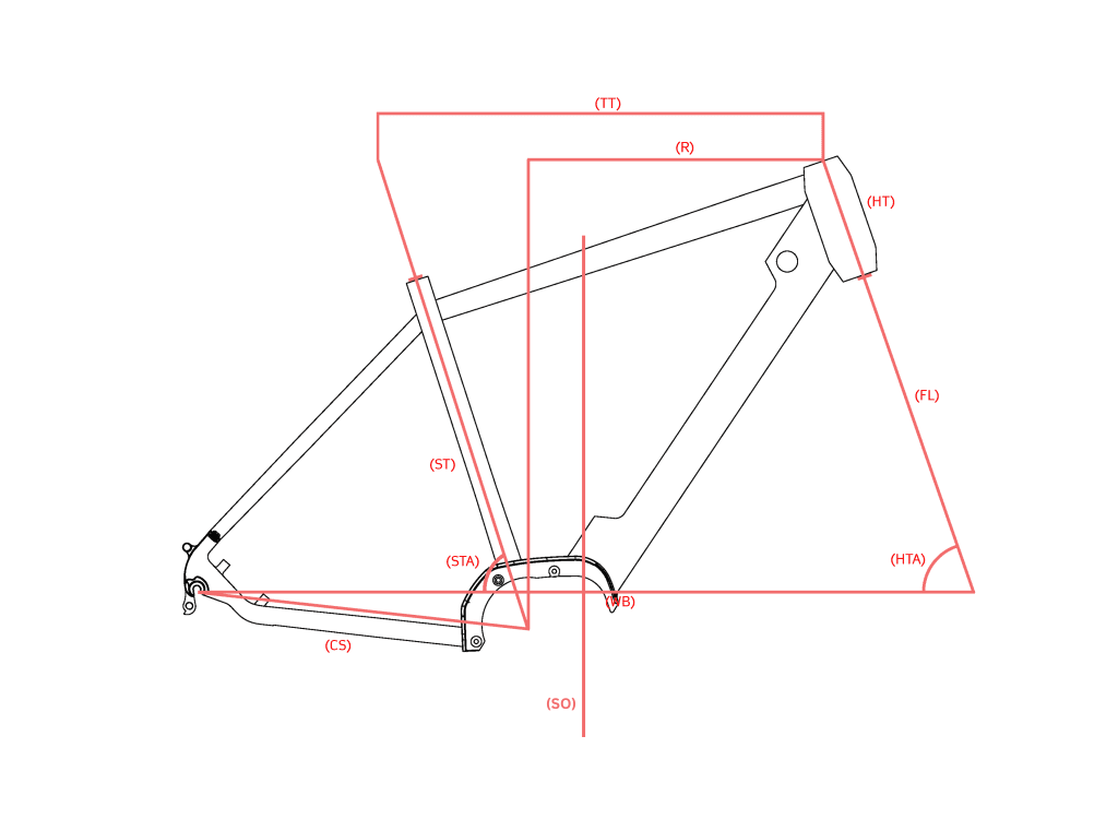 Dimension diagram for Urban Pulse - Commuter Electric Bike