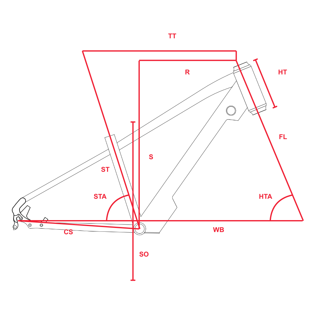 Dimension diagram for Ascent 24 - Adventure Electric Mountain Bike