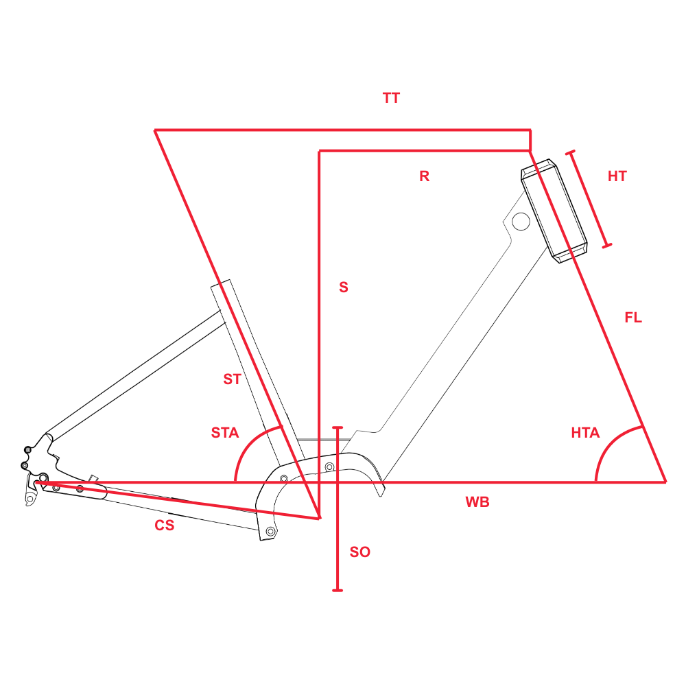 Dimension diagram for Cruiser X ST - Step-Through Cruiser Electric Bike